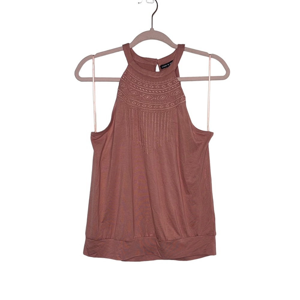 CABLE GAUGE Mauve Tank it’s Aztec Embroidery M NWOT - Picture 7 of 12